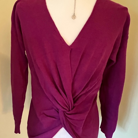 Splendid from Nordstrom Beautiful Raspberry Sweater, Knot Back, Rib, Medium - Picture 4 of 11